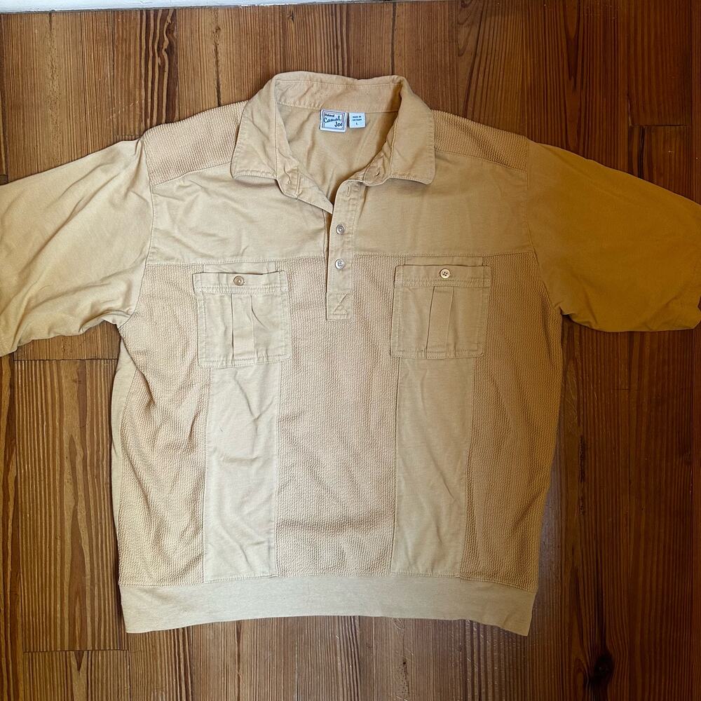Casual Joe 90s yellow short‎ sleeve cargo polo SIZE L